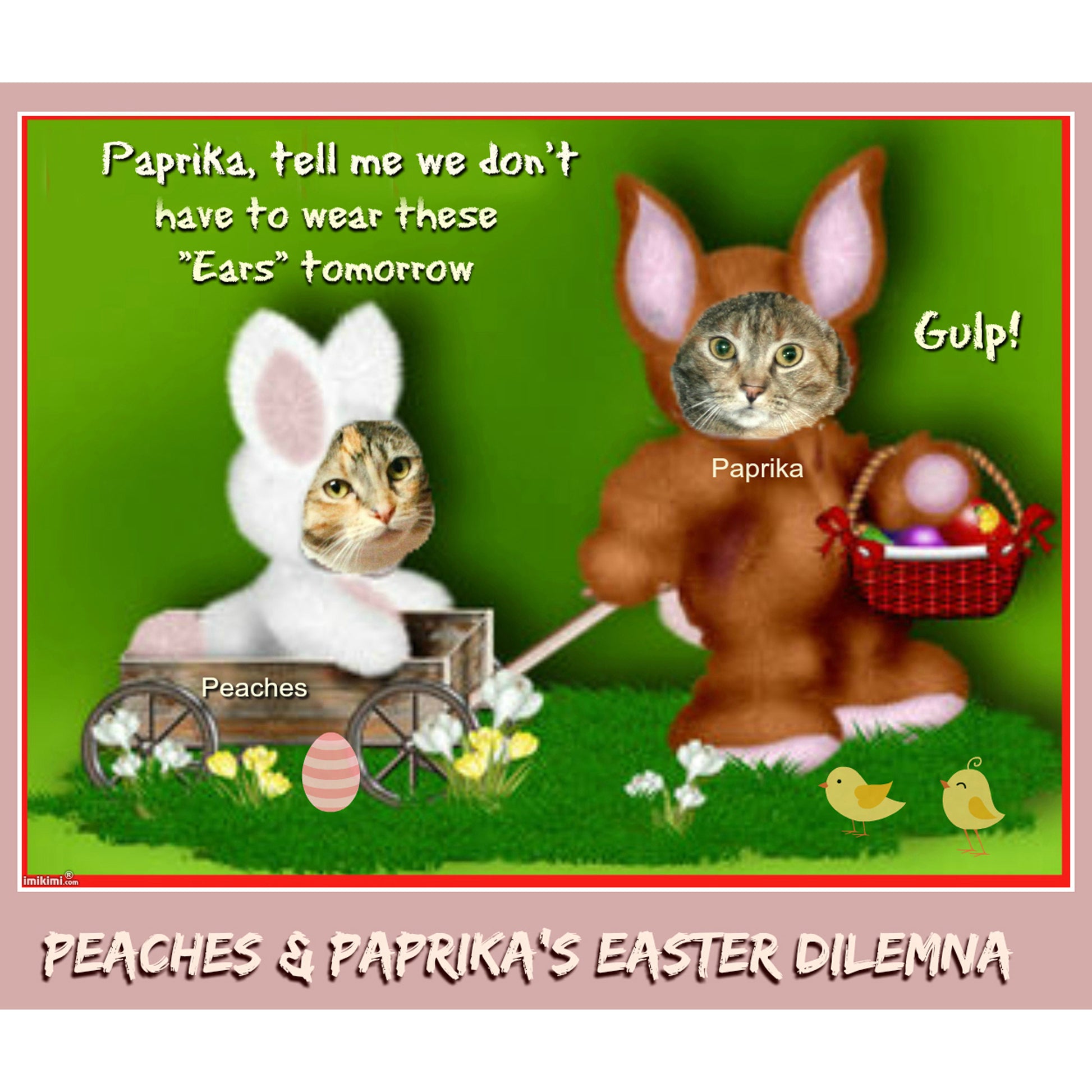 Easter Dilemna-humorous Digital Card - Peaches & Paprika cats
