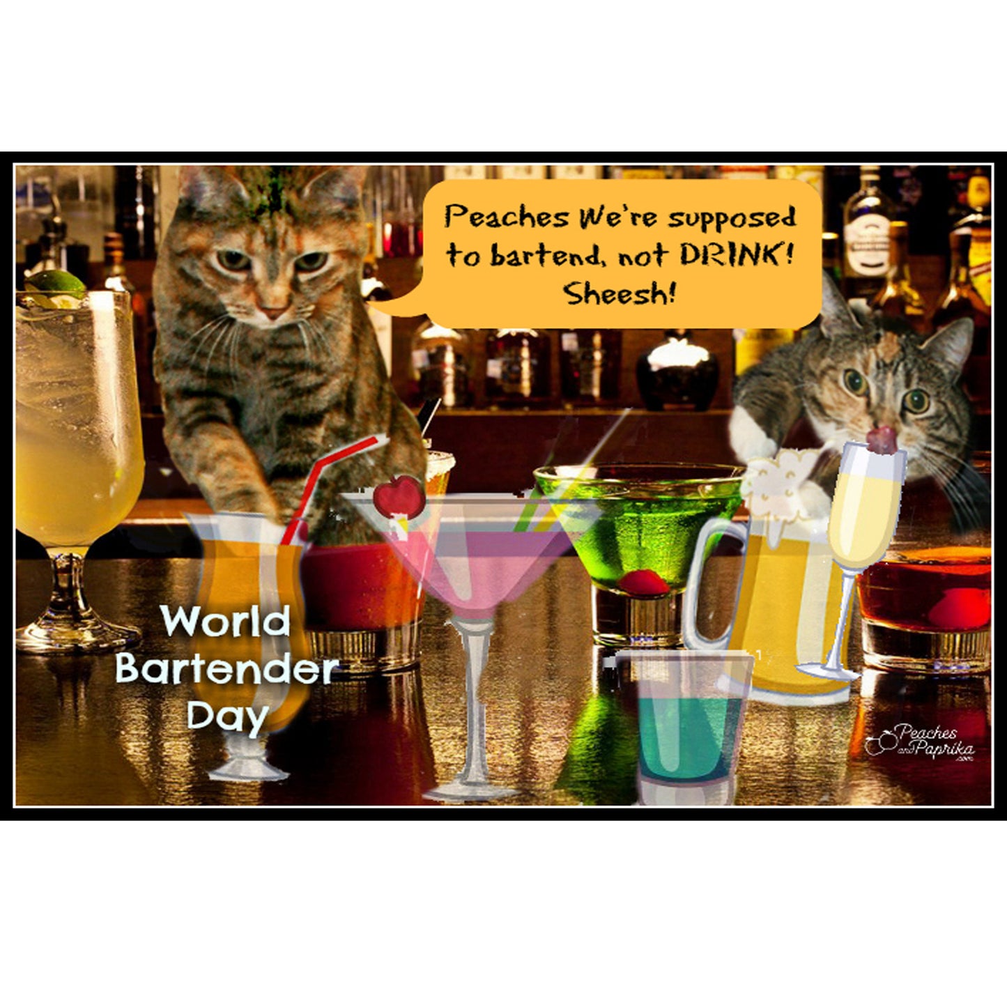 World Bartender Day Digital Card - Peaches & Paprika cats