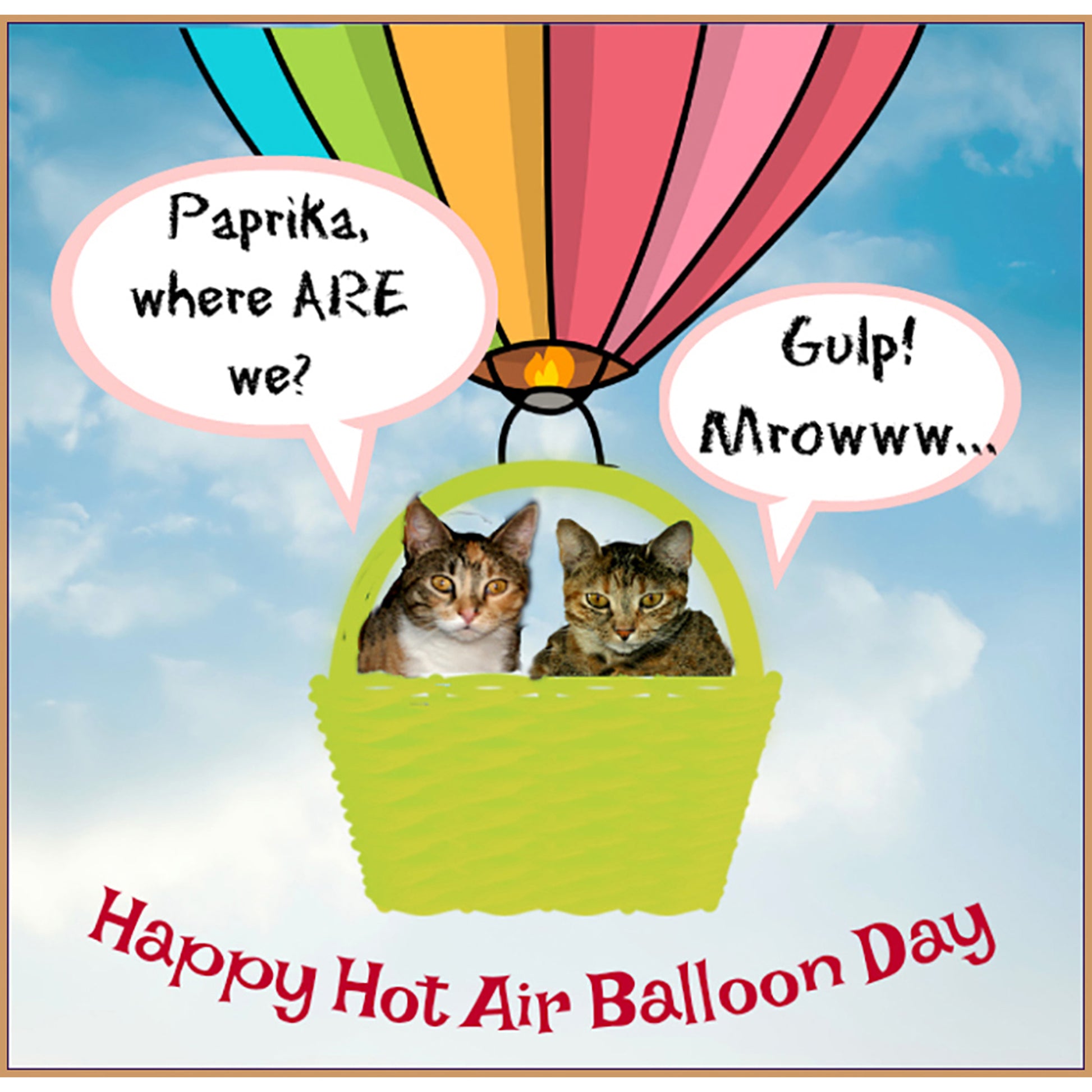 National Hot Air Balloon Day Digital Card - Peaches & Paprika cats
