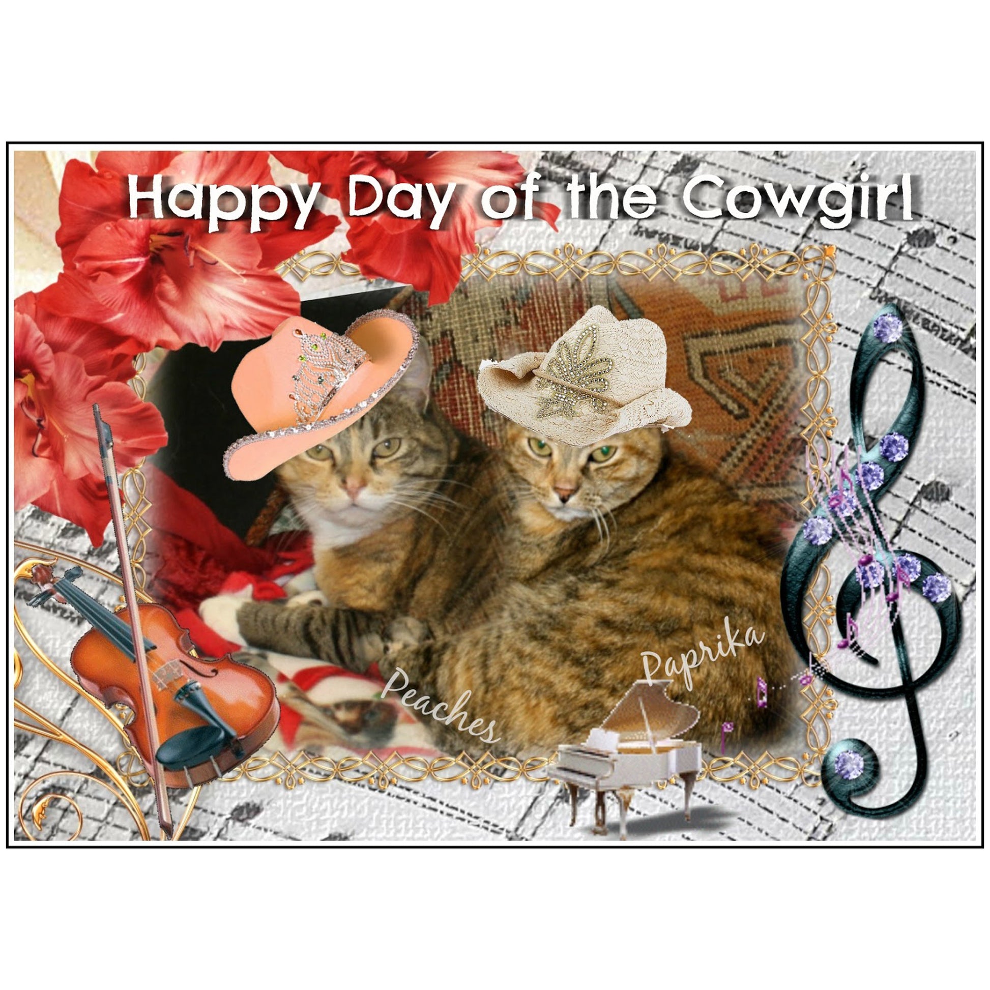 Day of the Cowboy Digital Card - Peaches & Paprika cats