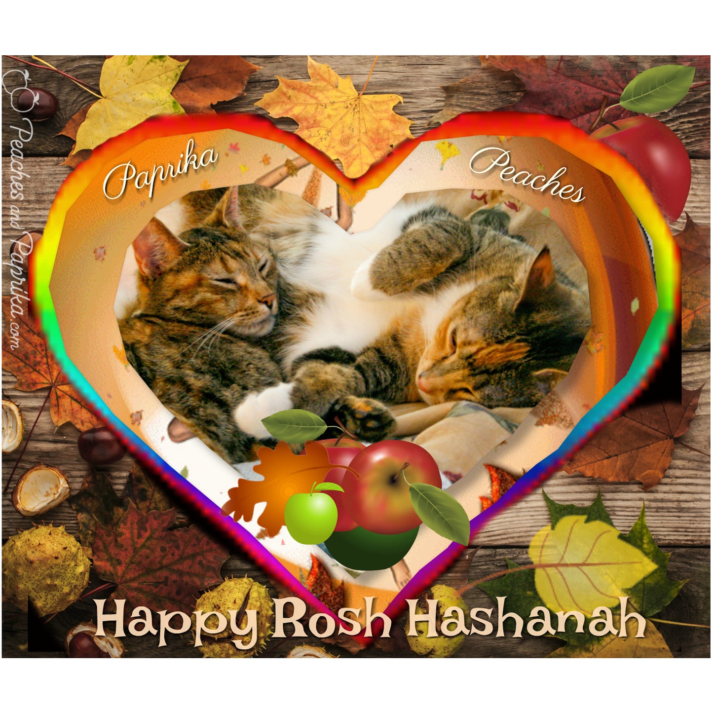 Happy Rosh Hashana Digital Card - Peaches & Paprika Cats